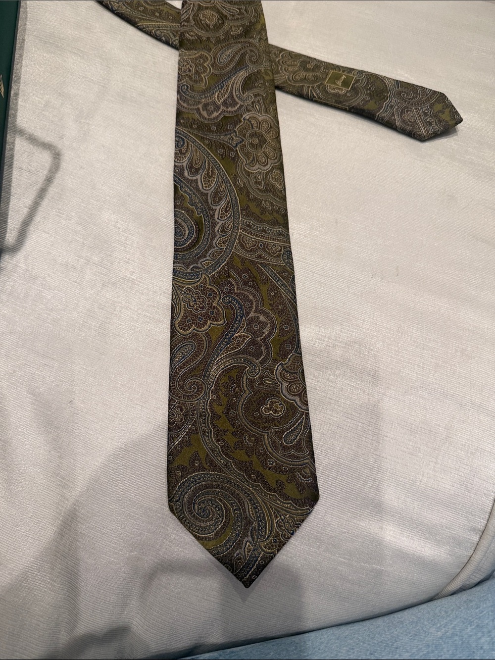 Brioni Olive Green Paisley Silk Tie